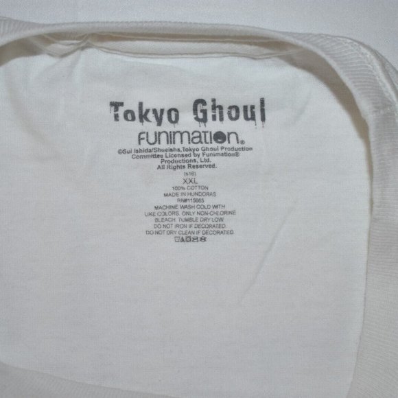 Tokyo Ghoul Mens Darkened Ghouls Smile Under Kanji Image White Shirt New 2XL - Picture 2 of 4